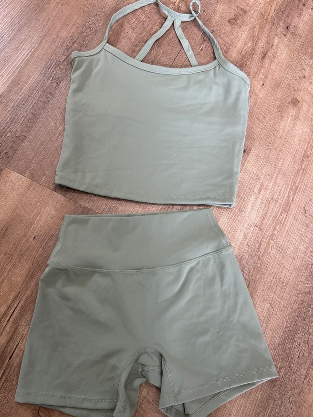 Women’s Sage Green Tank and High-Waist Short Set